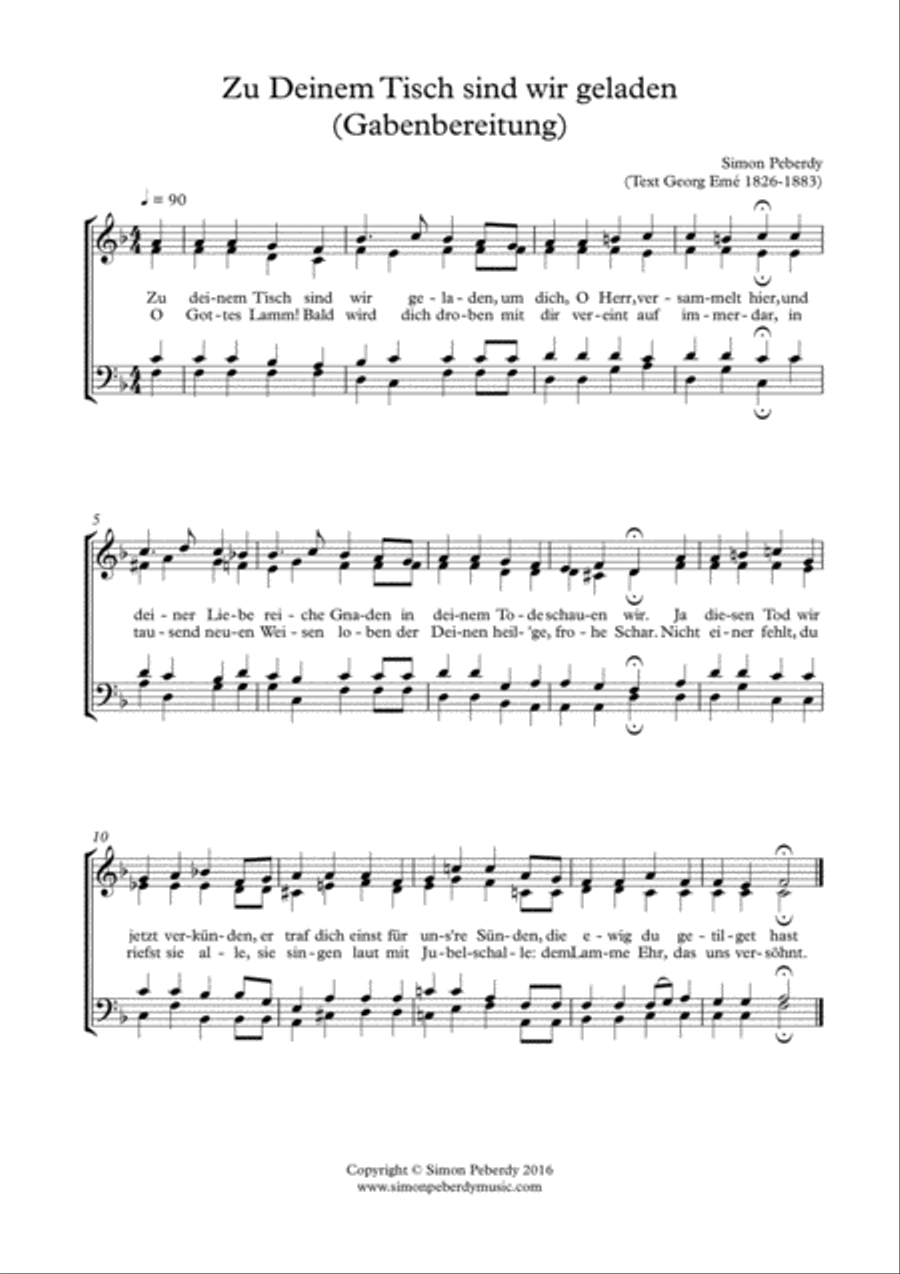 Zu deinem Tisch sind wir geladen (Gabenbereitung, preparation of the altar) SATB. 4-Part scores gallery preview page 1