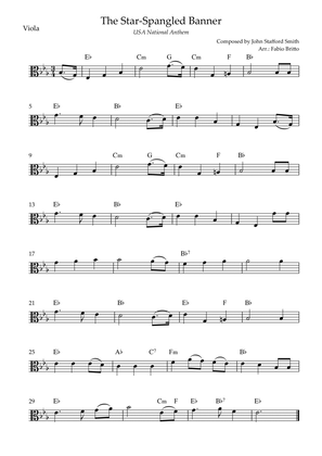 The Star Spangled Banner (USA National Anthem) for Viola Solo with Chords (Eb Major)