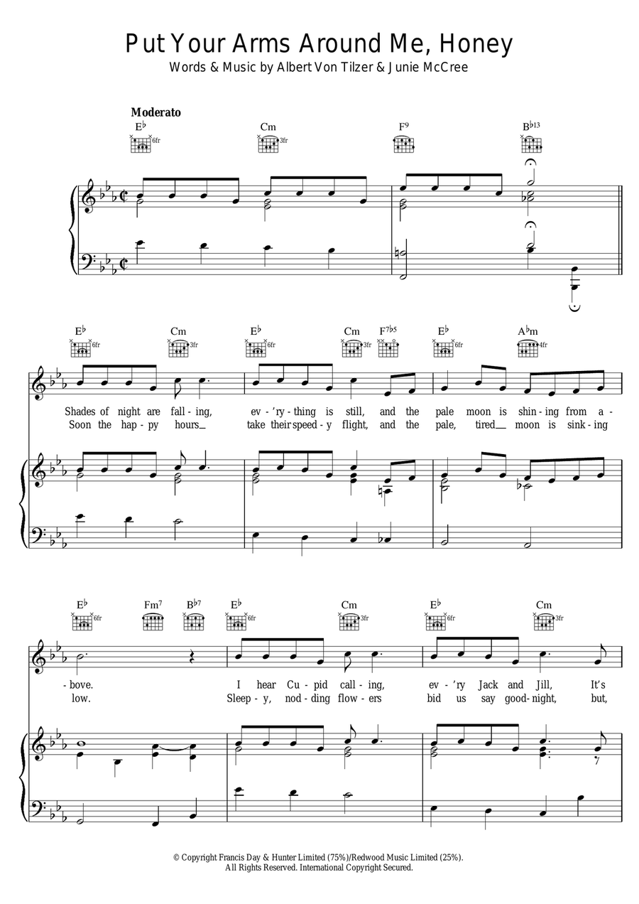 Put Your Arms Around Me Put Your Arms Around Me Piano, Vocal scores gallery preview page 1