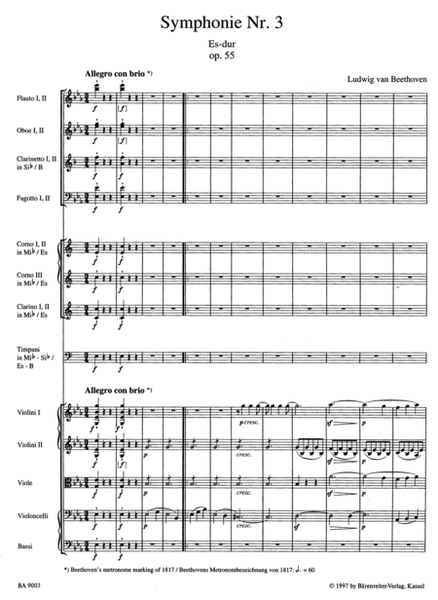 Symphony, No. 3 E flat major, Op. 55 'Eroica'