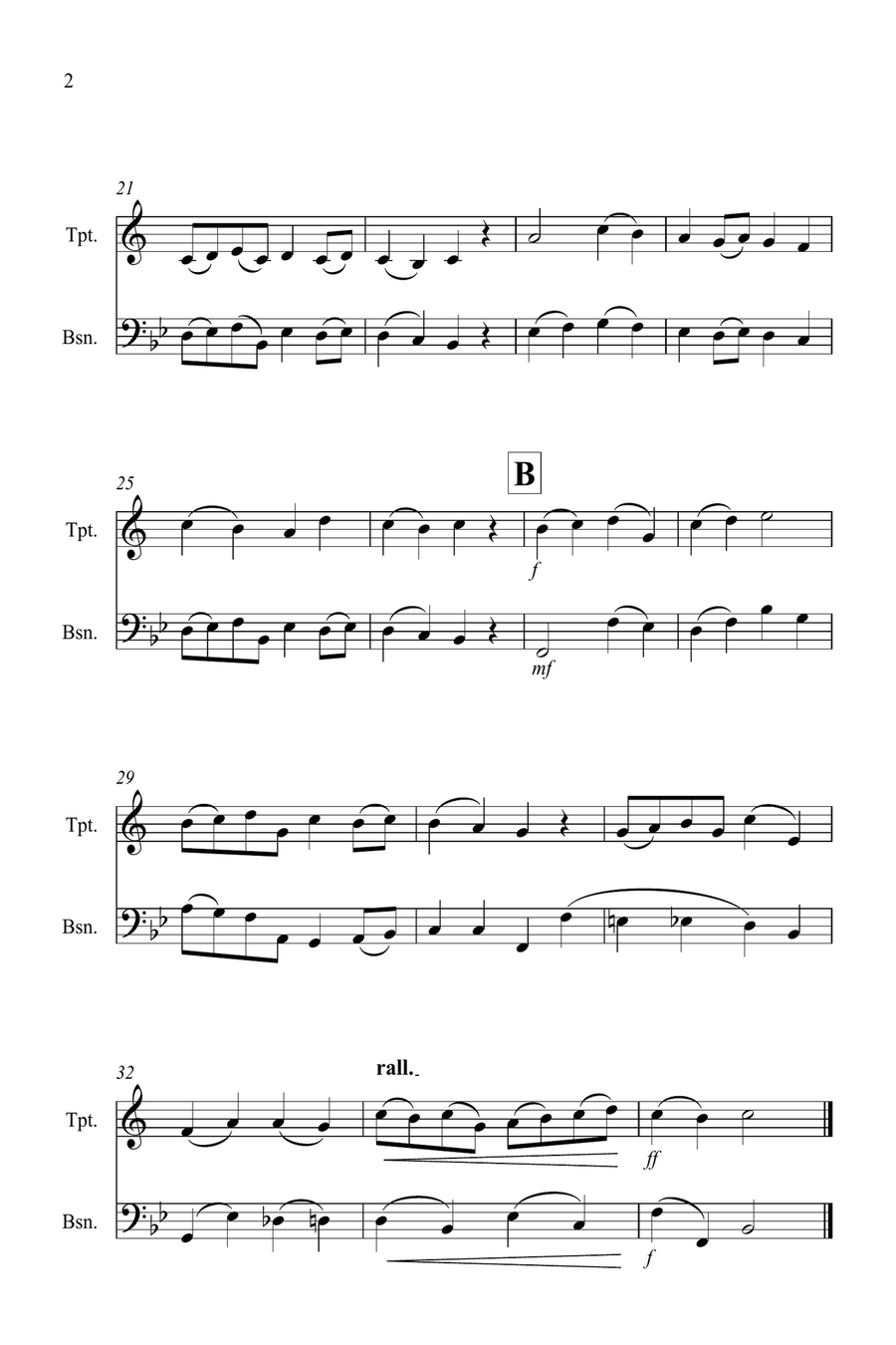 Christ The Lord is Risen Today for Trumpet and Bassoon Duet Bassoon scores gallery preview page 2