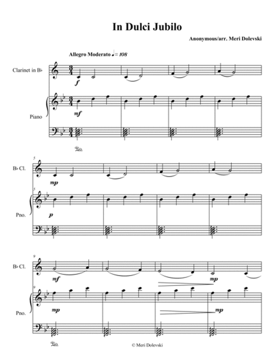 In Dulci Jubilo: clarinet/piano