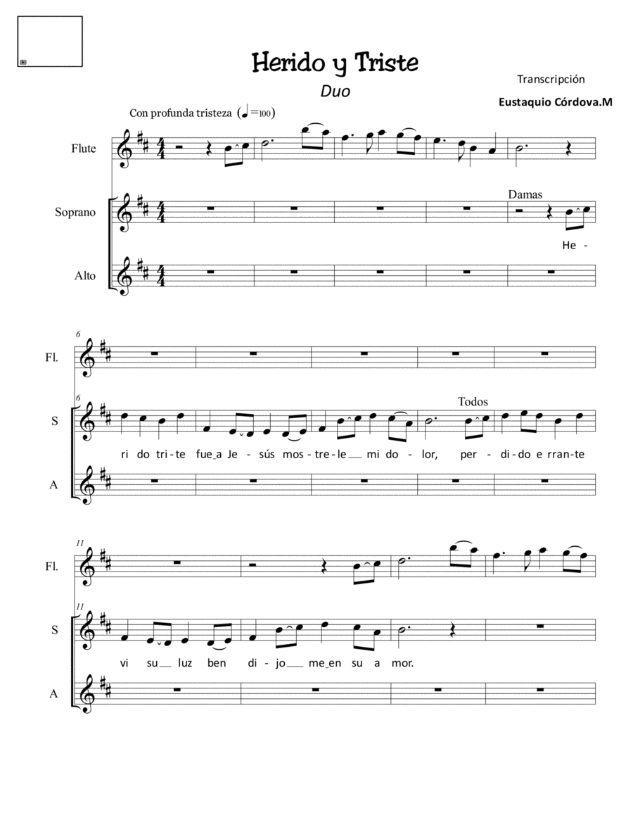 Herido y triste vocal instrumental Small Ensemble scores gallery preview page 1