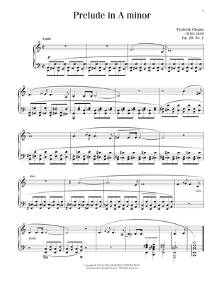 Book cover for Prelude In A Minor, Op. 28, No. 2