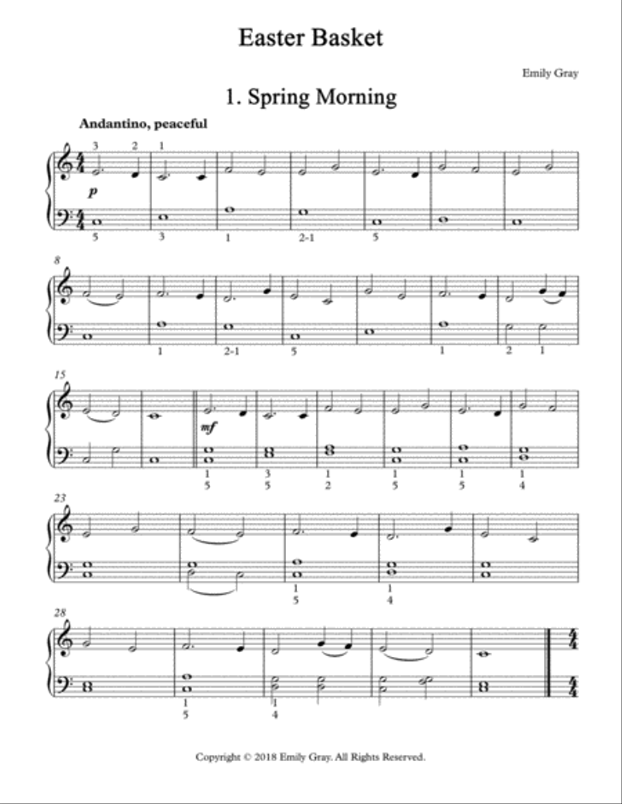 Easter Basket (Version in C) Piano Solo scores gallery preview page 2