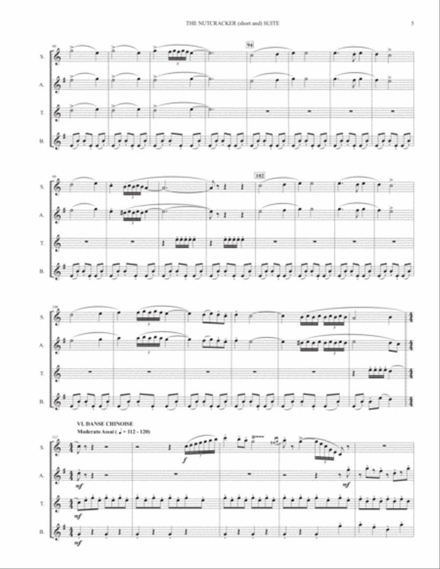 THE NUTCRACKER (short and) SUITE - for saxophone quartet Saxophone Quartet scores gallery preview page 5