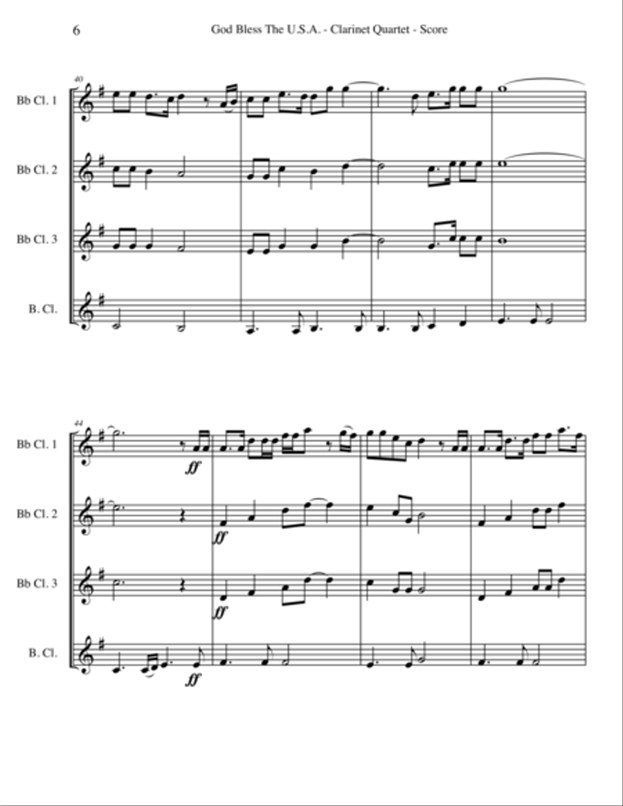 God Bless The U.S.A. Woodwind Quartet scores gallery preview page 6