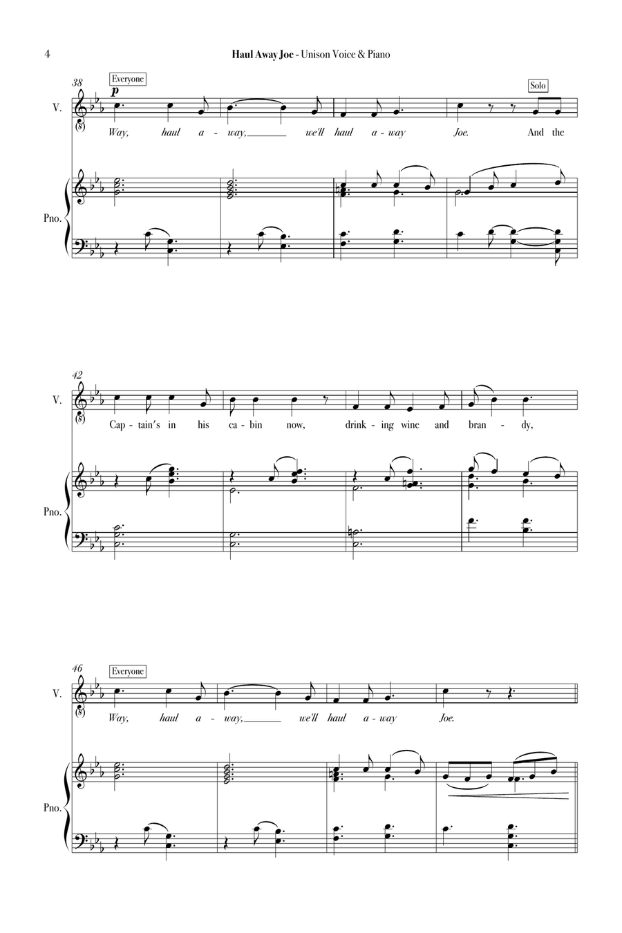 Haul Away Joe Haul Away Joe Unison Choir scores gallery preview page 6