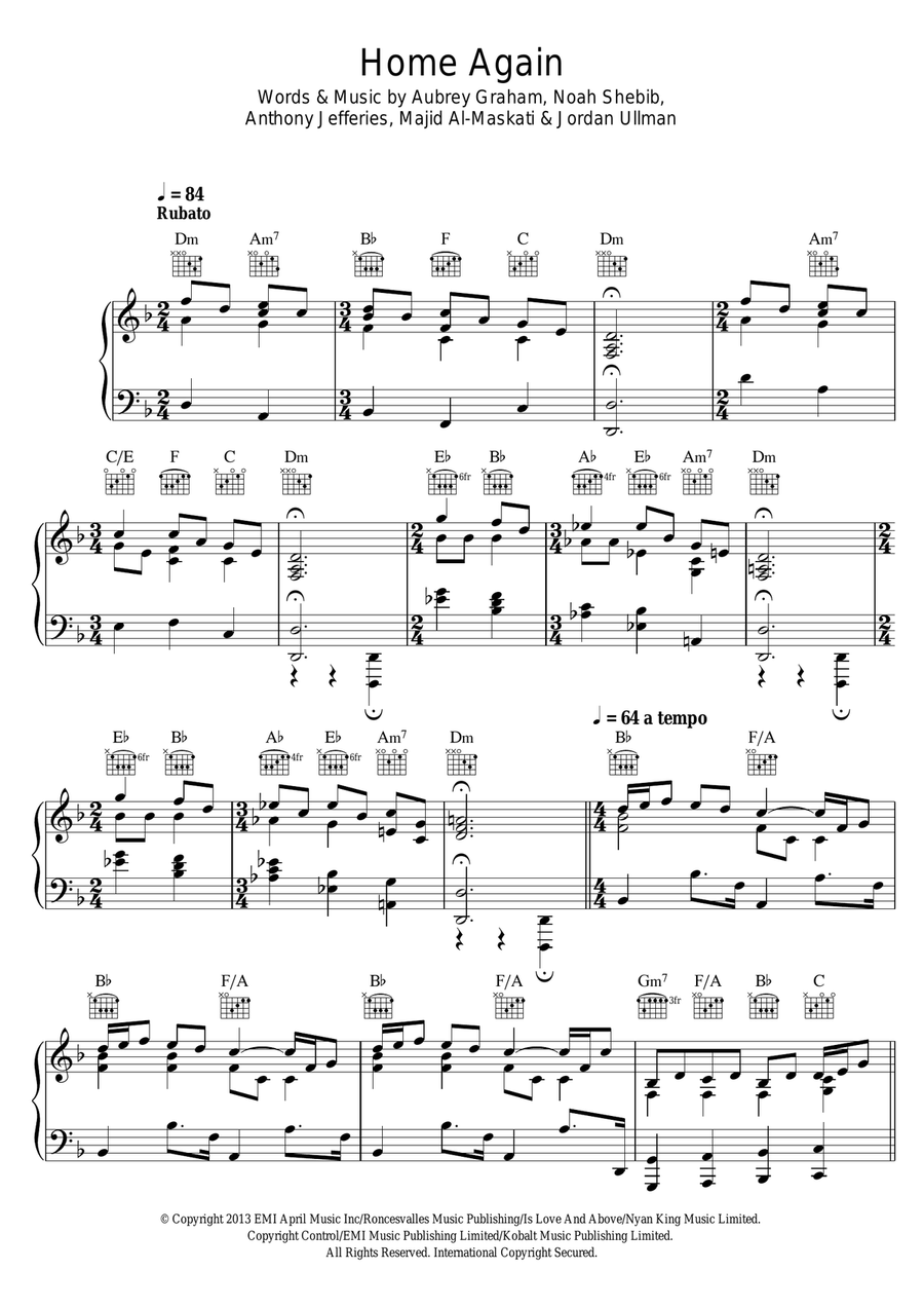 Home Again Piano, Vocal scores gallery preview page 1