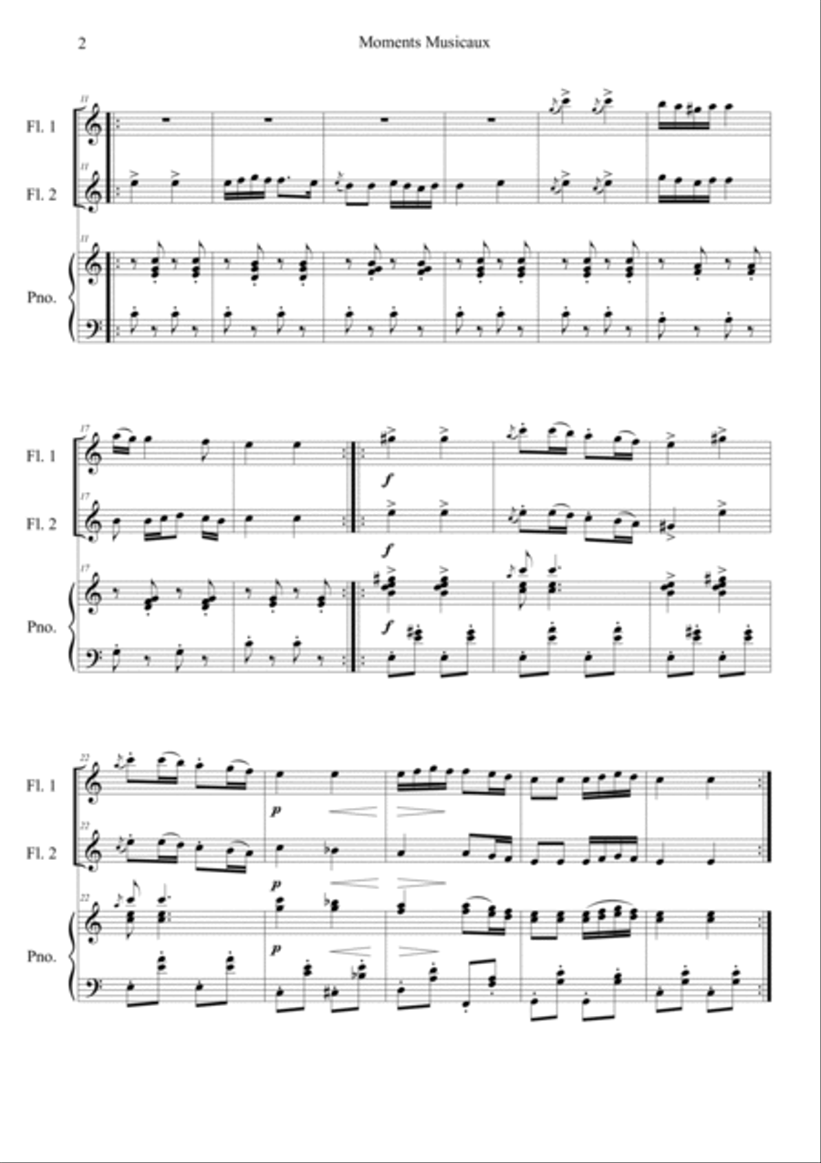 Moments Musicaux No.3 in Am Flute Duet scores gallery preview page 2