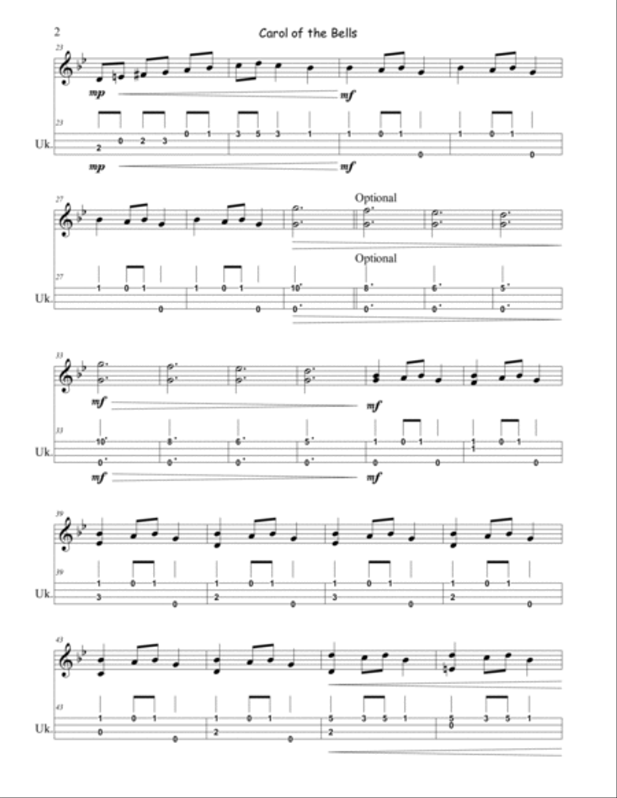 Carol of the Bells Ukulele scores gallery preview page 2