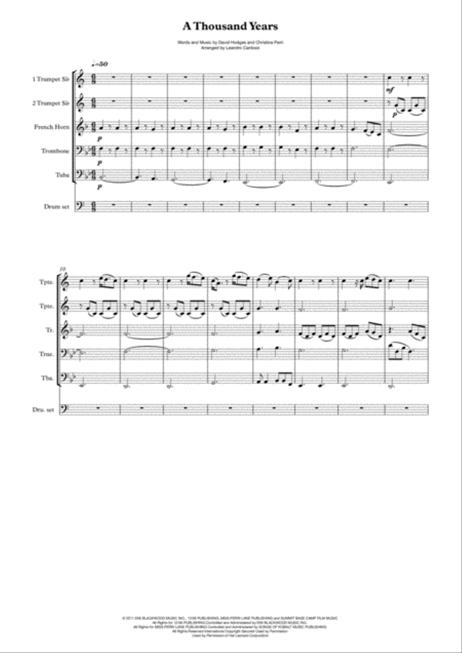 A Thousand Years Brass Quintet scores gallery preview page 1