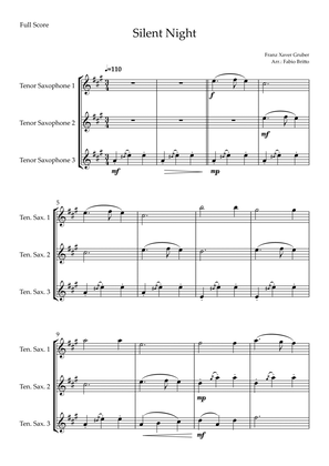 Silent Night (Christmas Song) for Tenor Saxophone Trio