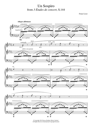 Book cover for Un Sospiro, For Piano In D Flat Major (grande Études De Concert No. 3)