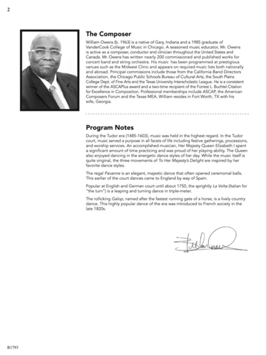 To Her Majesty's Delight: Score Concert Band scores gallery preview page 2