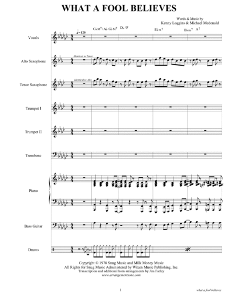 What A Fool Believes Tenor Saxophone scores gallery preview page 3