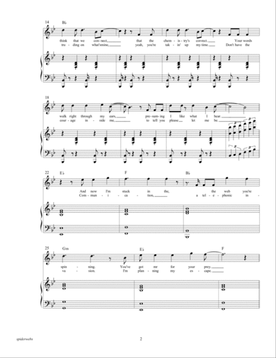 Spiderwebs Piano, Vocal, Guitar scores gallery preview page 4