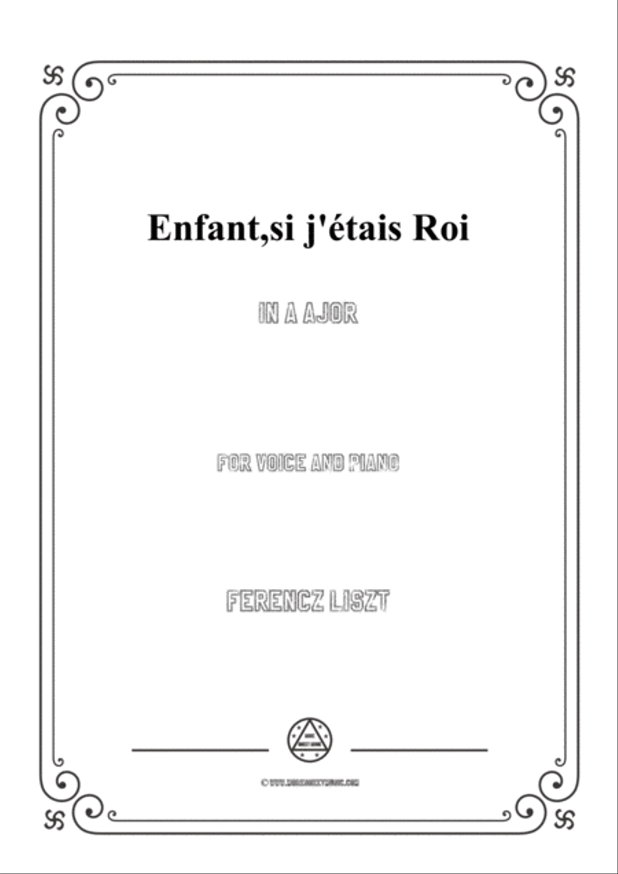 Liszt-Enfant,si j'étais Roi in A Major,for Voice and Piano Voice Solo scores gallery preview page 1