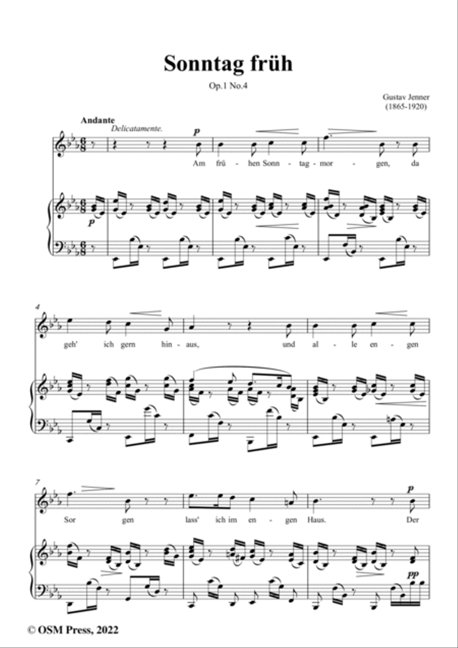Jenner-Sonntag früh,in E flat Major,Op.1 No.4 Voice scores gallery preview page 2