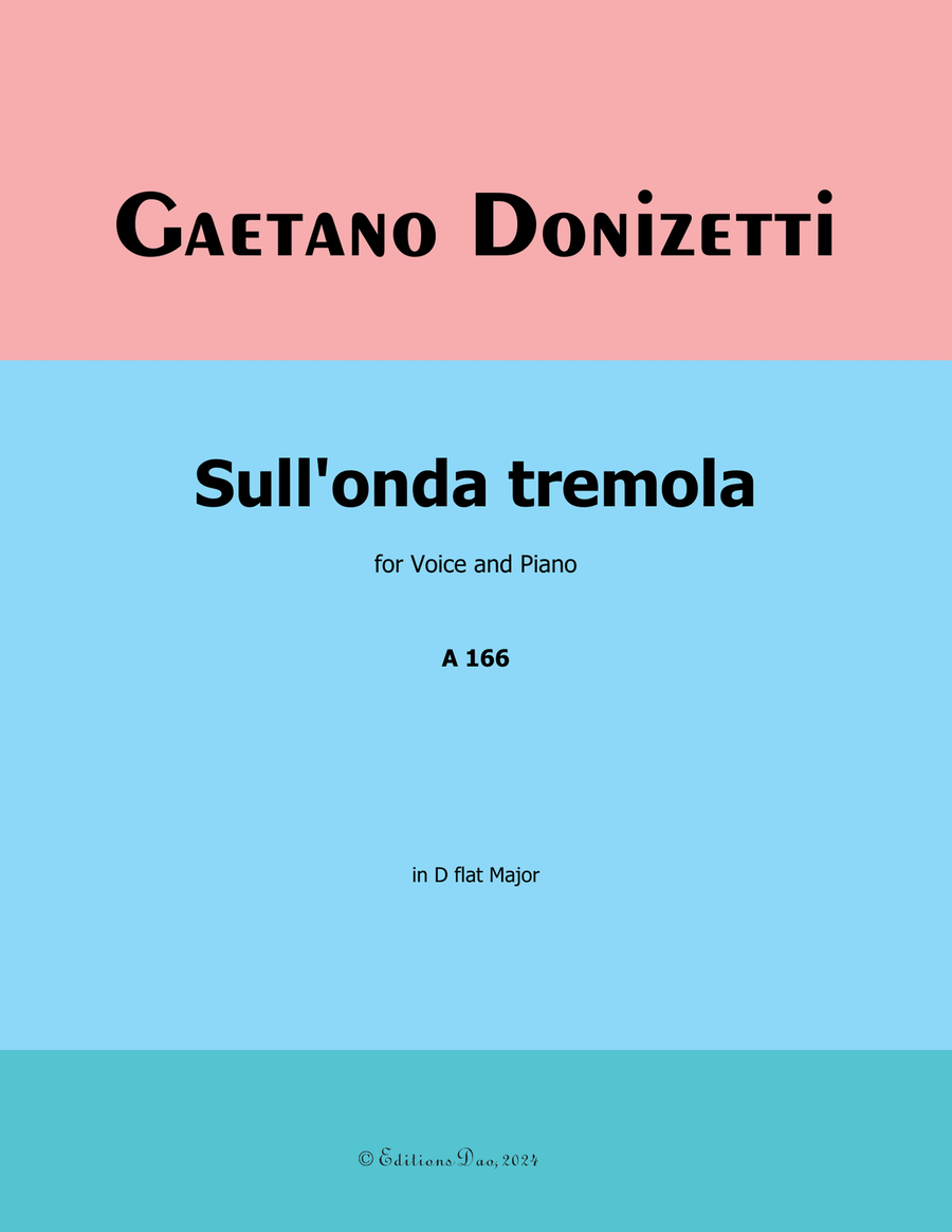 Sull'onda tremola, by Donizetti, in D flat Major Piano, Vocal scores gallery preview page 1