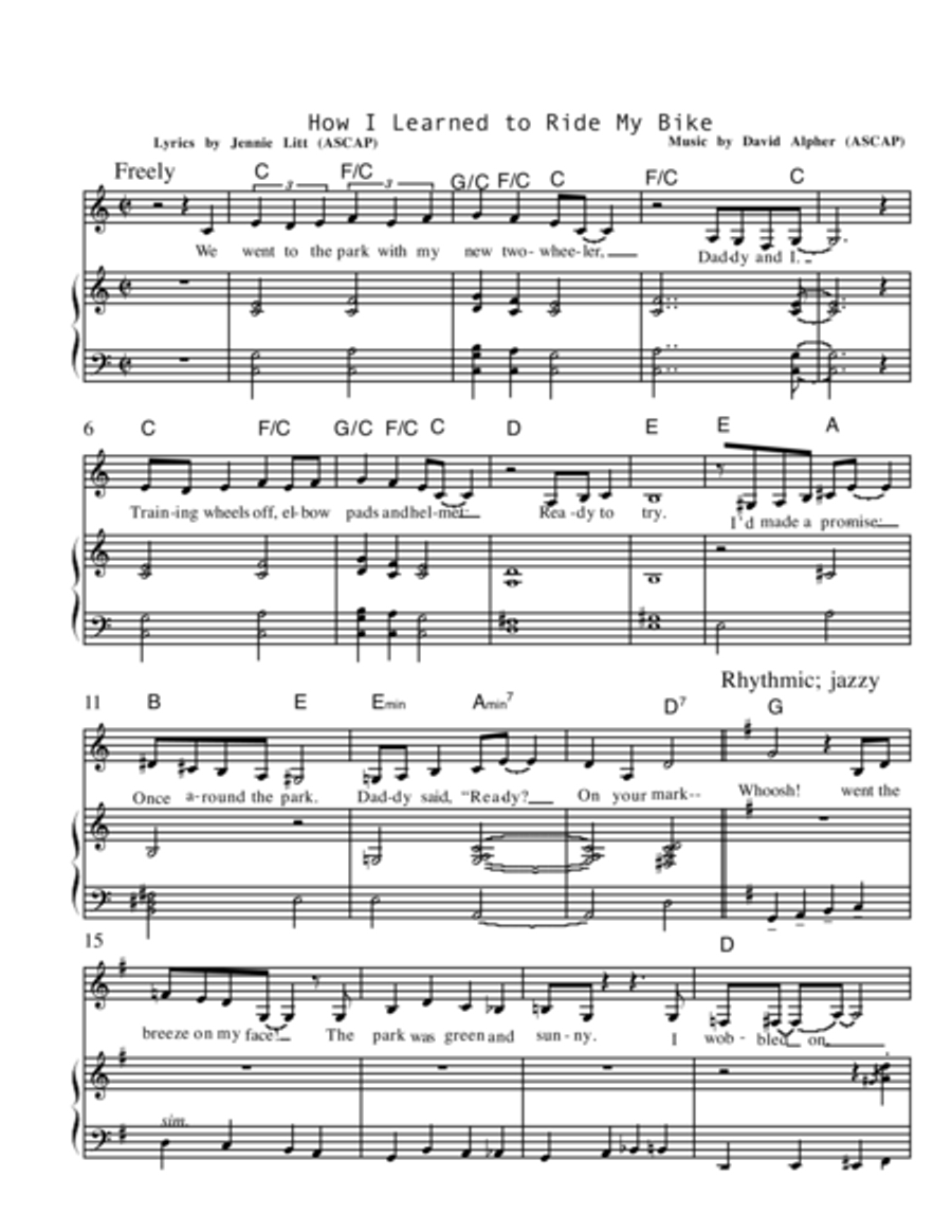 How I Learned To Ride My Bike Piano, Vocal, Guitar scores gallery preview page 1