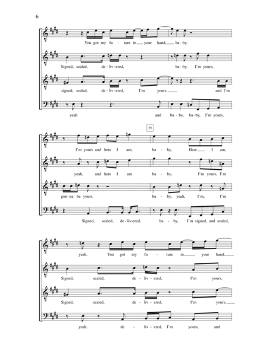 Signed, Sealed, Delivered I'm Yours TTBB scores gallery preview page 6
