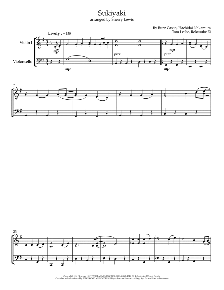 Sukiyaki String Duet scores gallery preview page 1