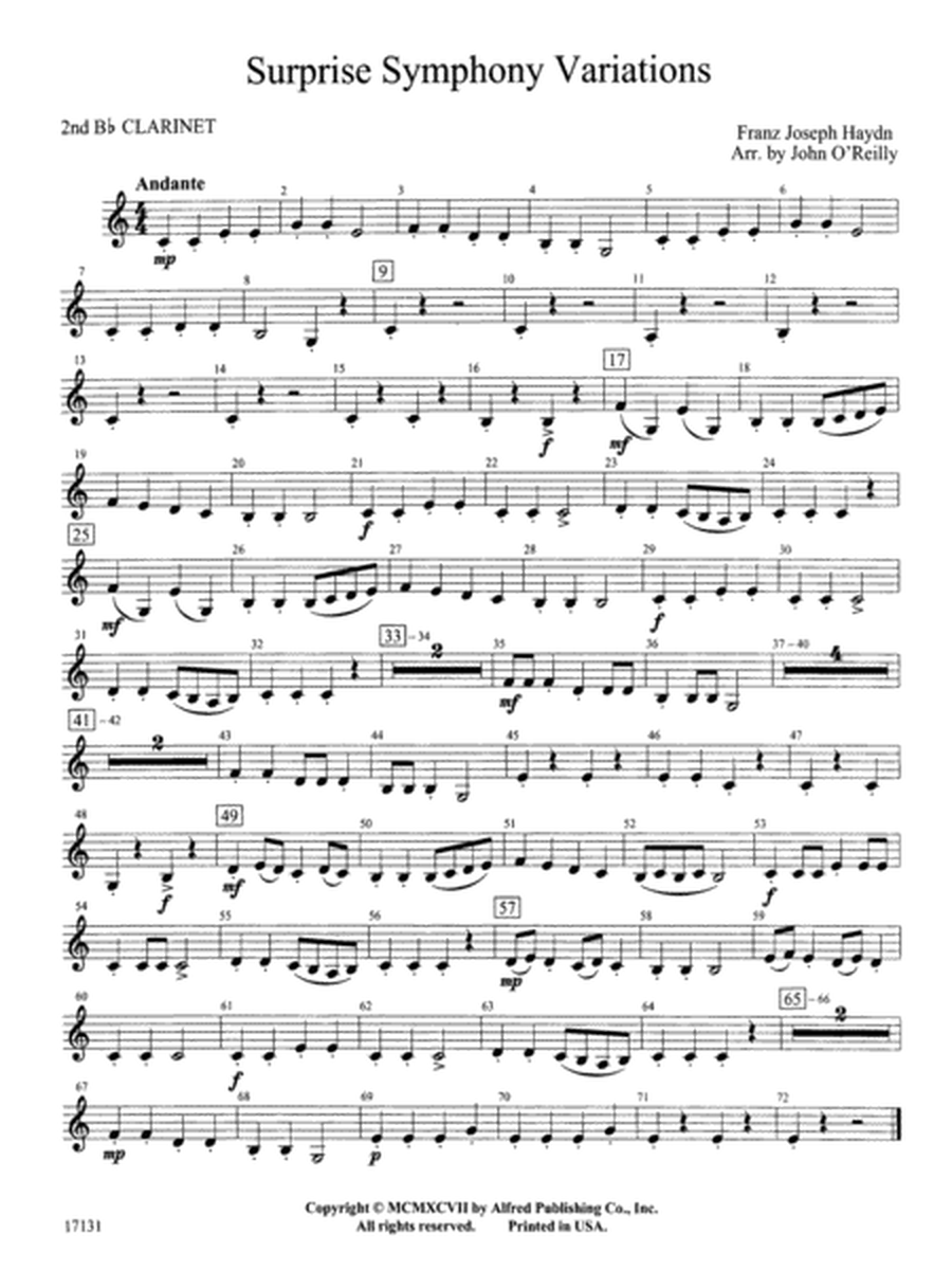 Surprise Symphony Variations: 2nd B-flat Clarinet