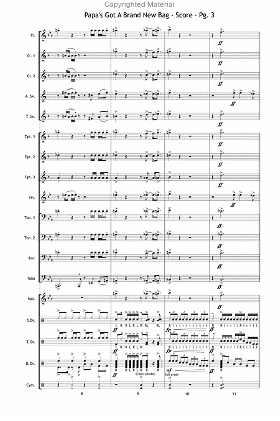 Papa's Got a Brand New Bag Marching Band scores gallery preview page 4