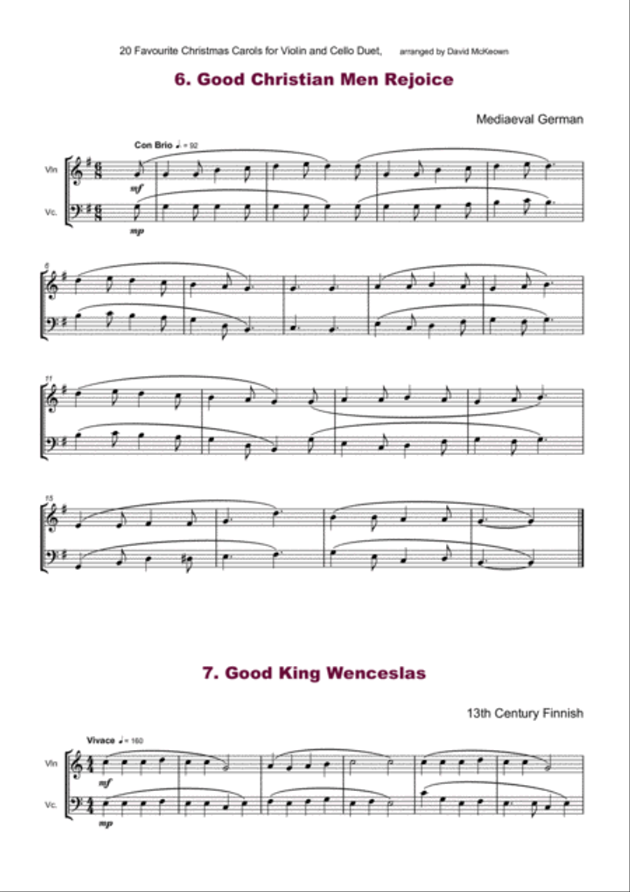 20 Favourite Christmas Carols for Violin and Cello Duet String Duet scores gallery preview page 6