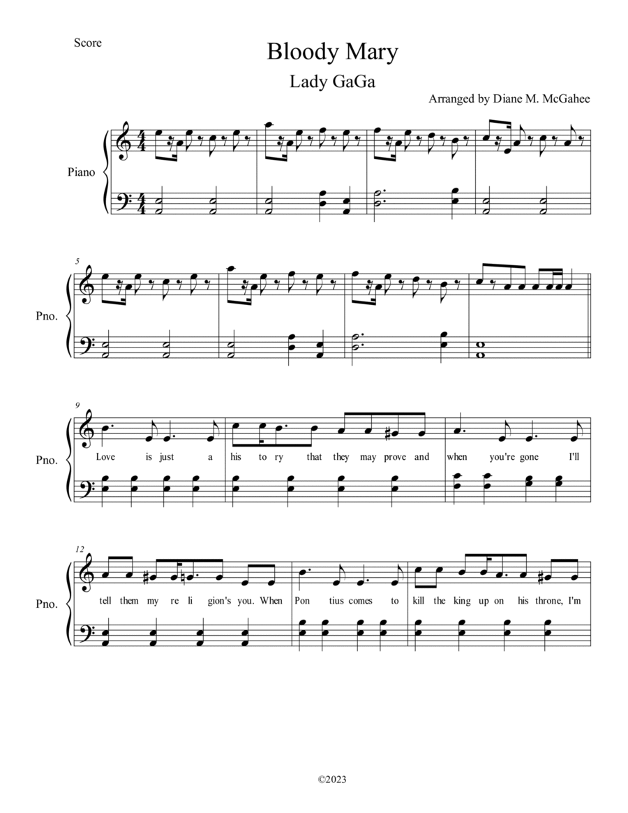 Bloody Mary Bloody Mary Voice scores gallery preview page 1
