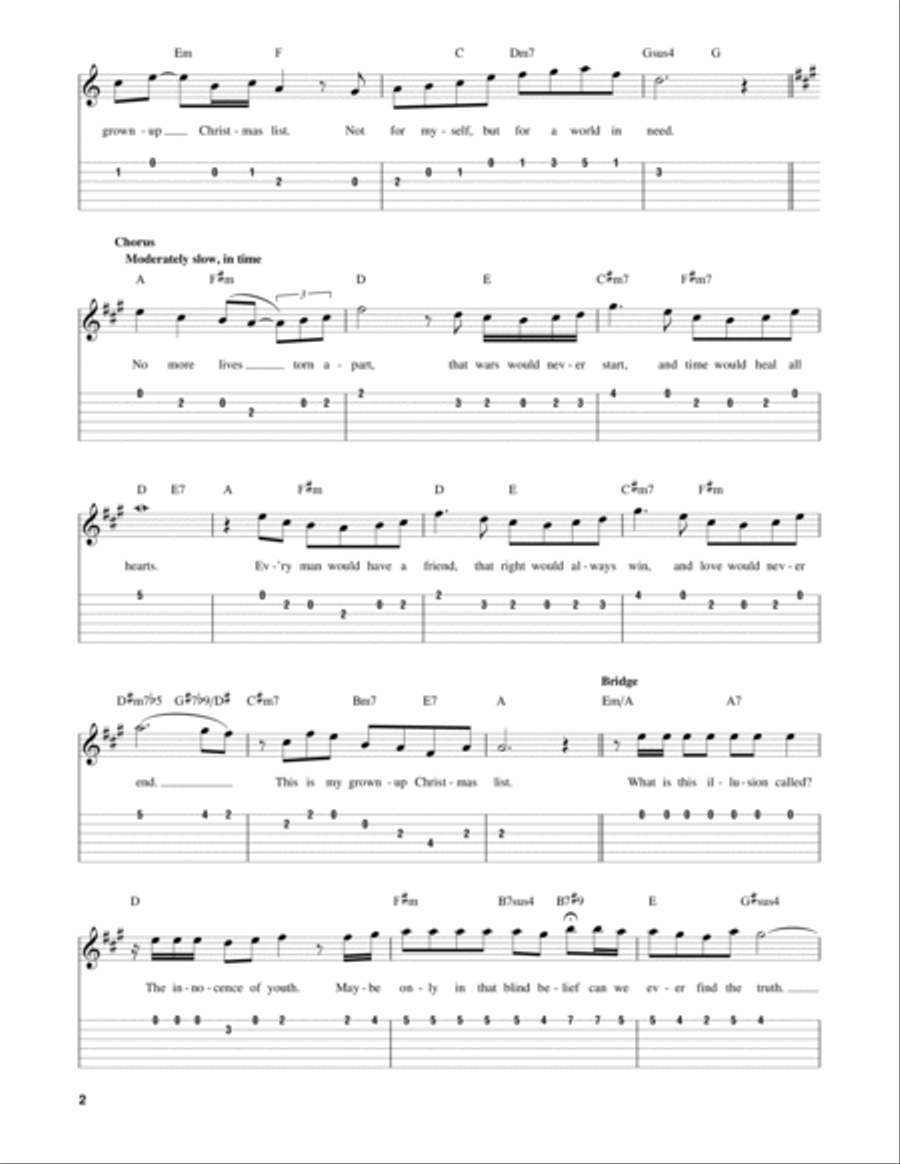 Grown-Up Christmas List Guitar Tablature scores gallery preview page 2