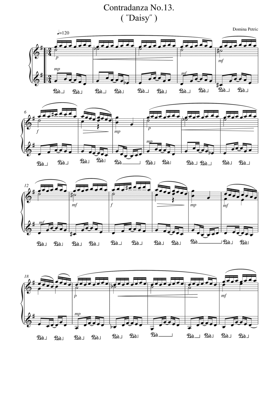 Thirteenth Contradanza: Daisy Piano Solo scores gallery preview page 1