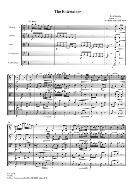 3 ragtimes for string quartet or string orchestra, Volume 1