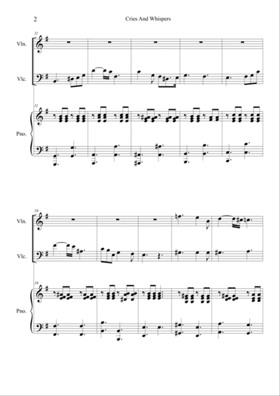 Cries and Whispers Cries and Whispers Piano Trio scores gallery preview page 2