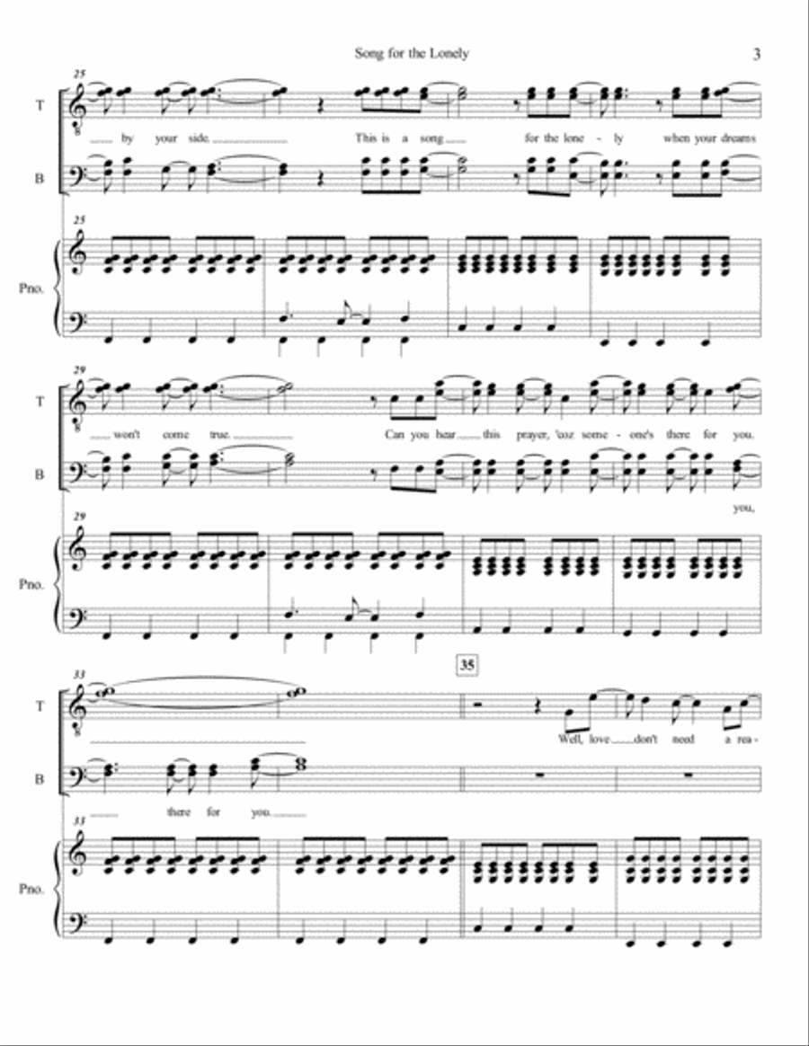 Song For The Lonely TTBB scores gallery preview page 3