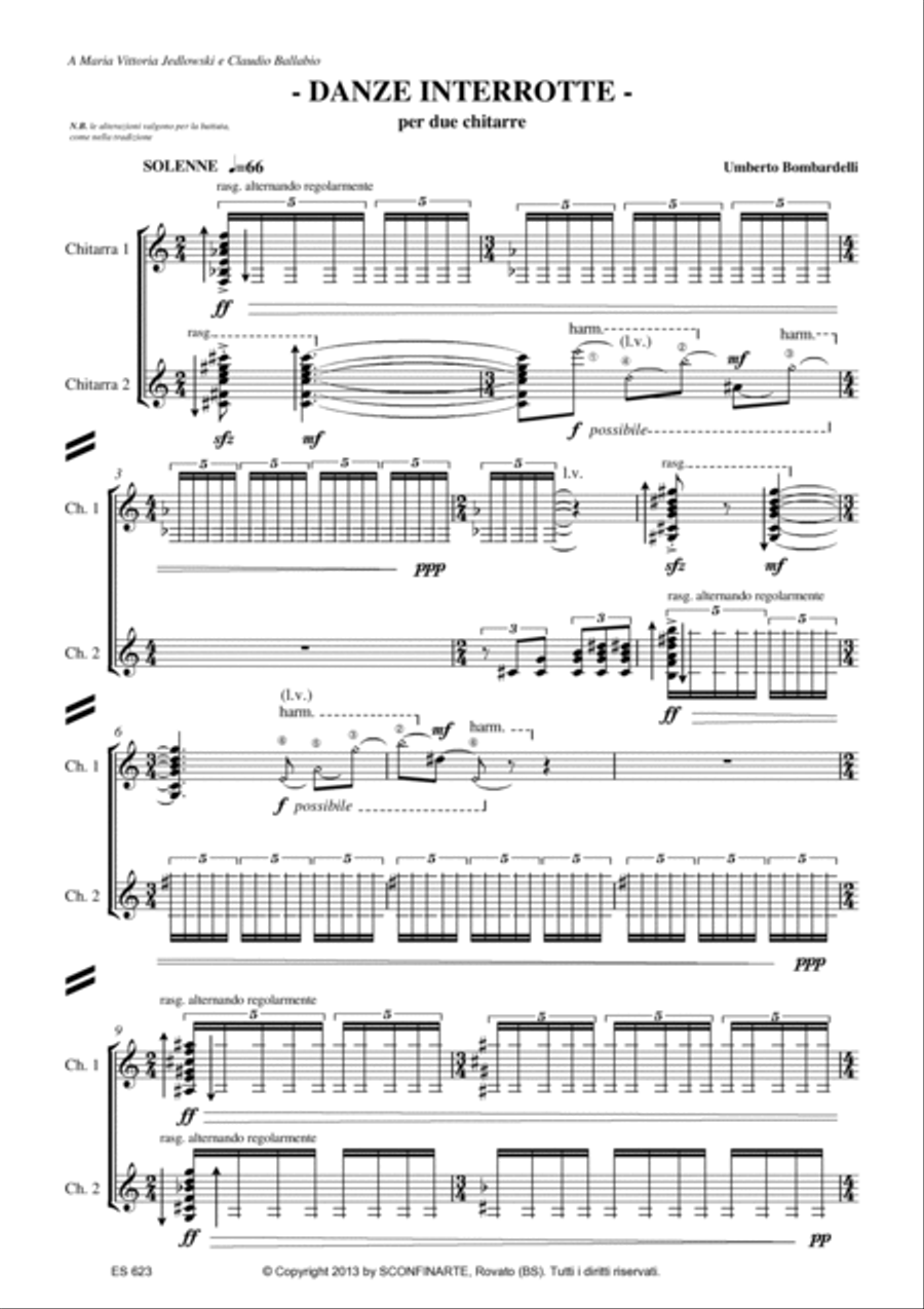 Umberto Bombardelli: DANZE INTERROTTE (ES 623) Acoustic Guitar scores gallery preview page 5