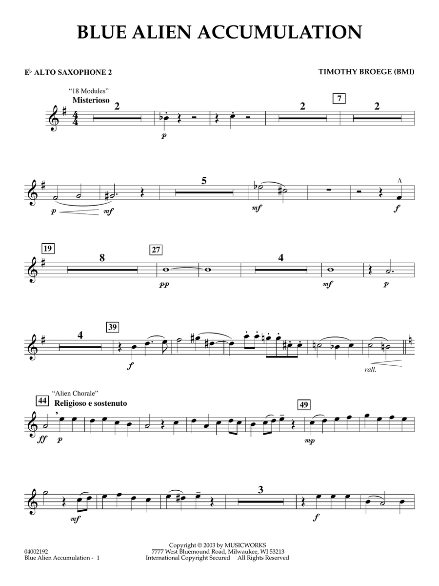 Blue Alien Accumulation - Eb Alto Saxophone 2