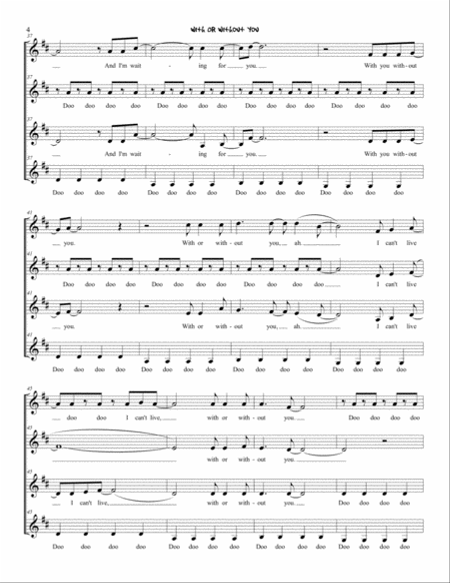 With Or Without You SSAA scores gallery preview page 4