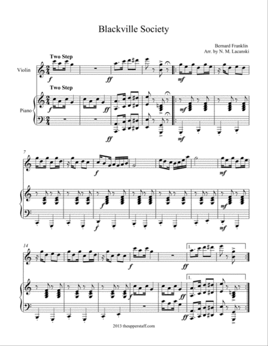 Blackville Society Violin Solo scores gallery preview page 1