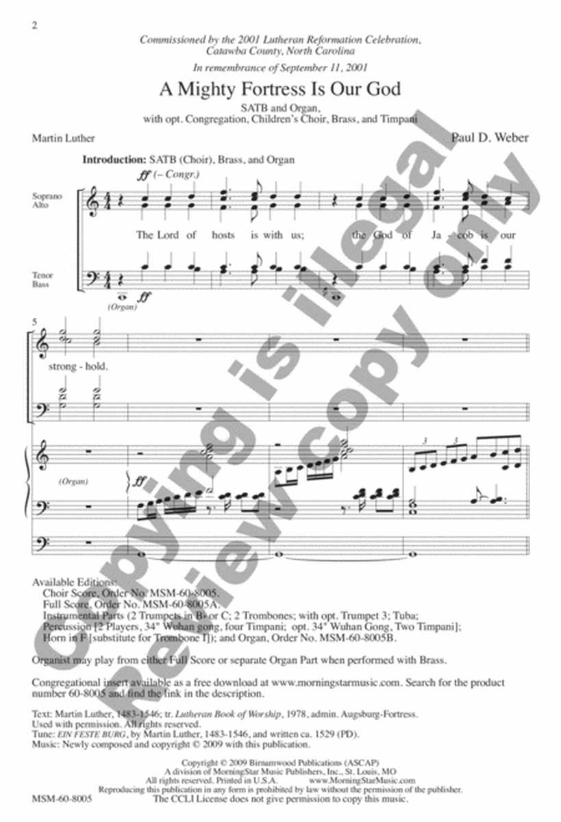 A Mighty Fortress Is Our God (Choral Score) image number null
