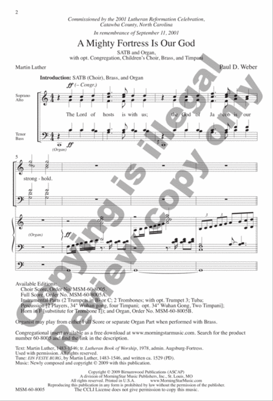 A Mighty Fortress Is Our God (Choral Score) 4-Part scores gallery preview page 2