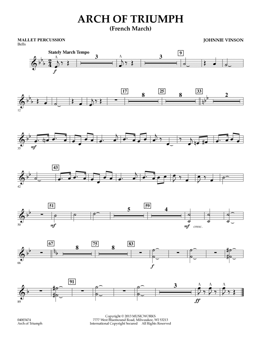 Arch of Triumph (French March) - Mallet Percussion Concert Band scores gallery preview page 1
