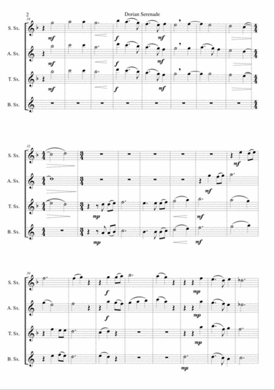 Dorian Serenade (The Lord is my Shepherd) for saxophone quartet Saxophone Quartet scores gallery preview page 2