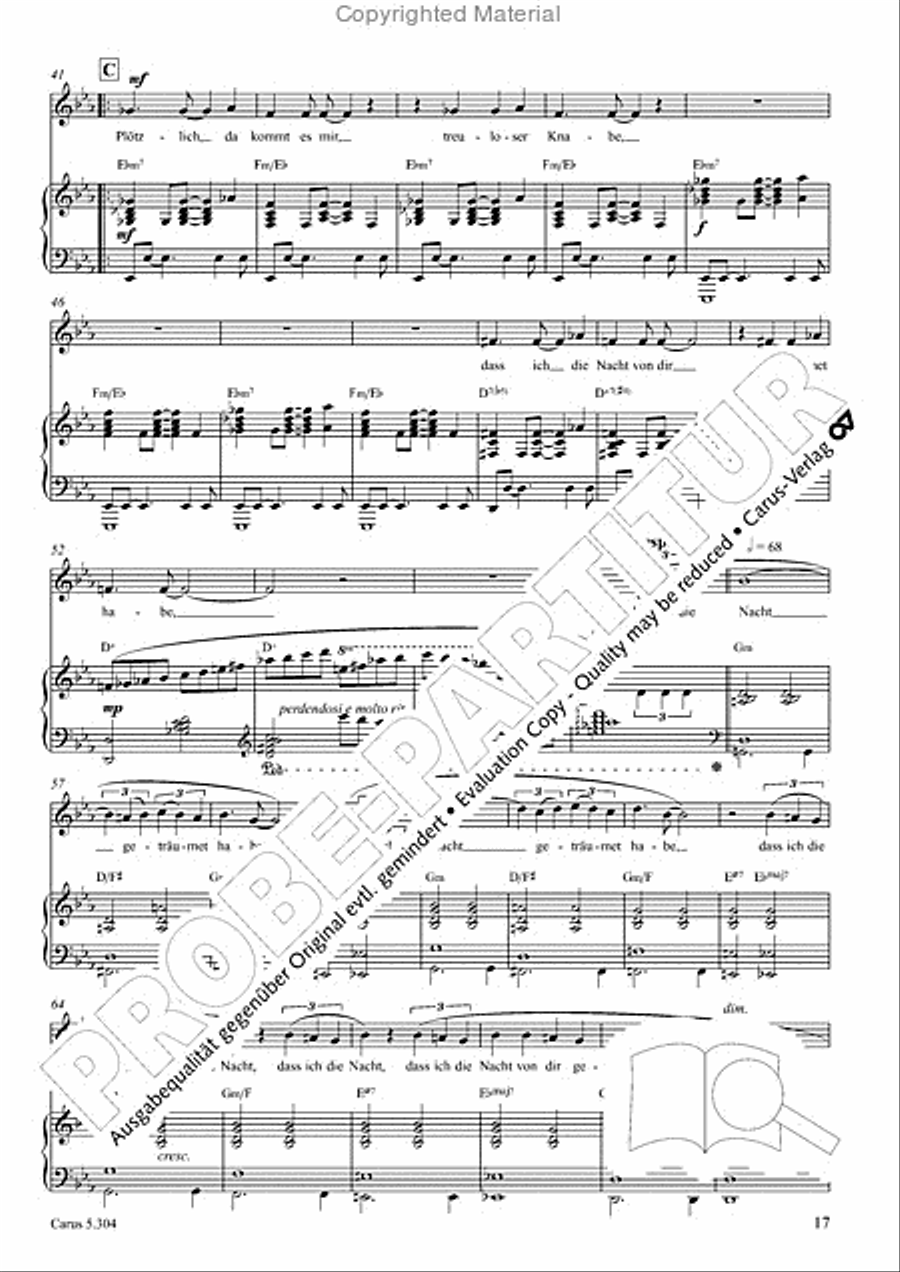 Schindler: Rosenzeit. Ein Liederzyklus uber die Liebe. Chansons fur Singstimme und Klavier Piano scores gallery preview page 18