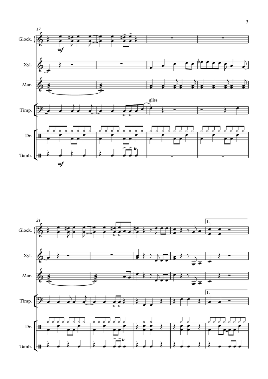 Greased Lightnin' Percussion Ensemble scores gallery preview page 3