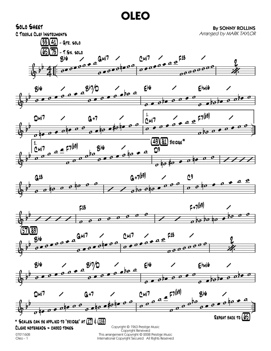 Oleo - C Solo Sheet Oleo - C Solo Sheet Part scores gallery preview page 1