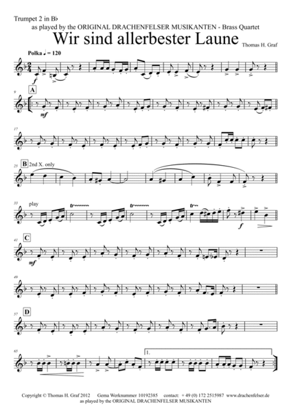 Allerbester Laune - German Polka - Brass Quartet image number null