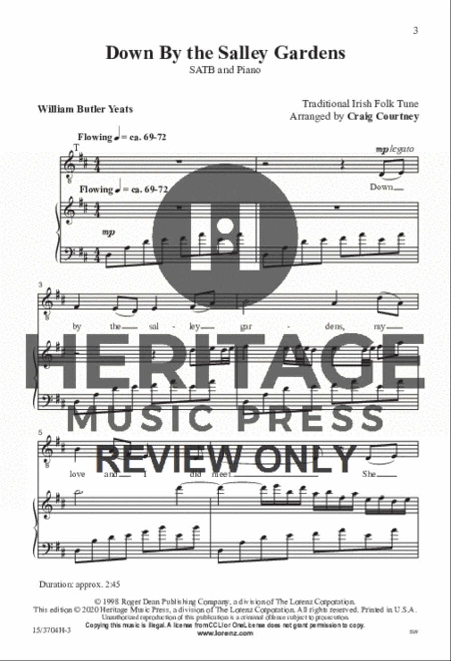 Down By the Salley Gardens 4-Part scores gallery preview page 2