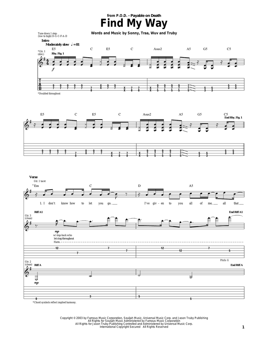 Find My Way Find My Way Electric Guitar scores gallery preview page 1